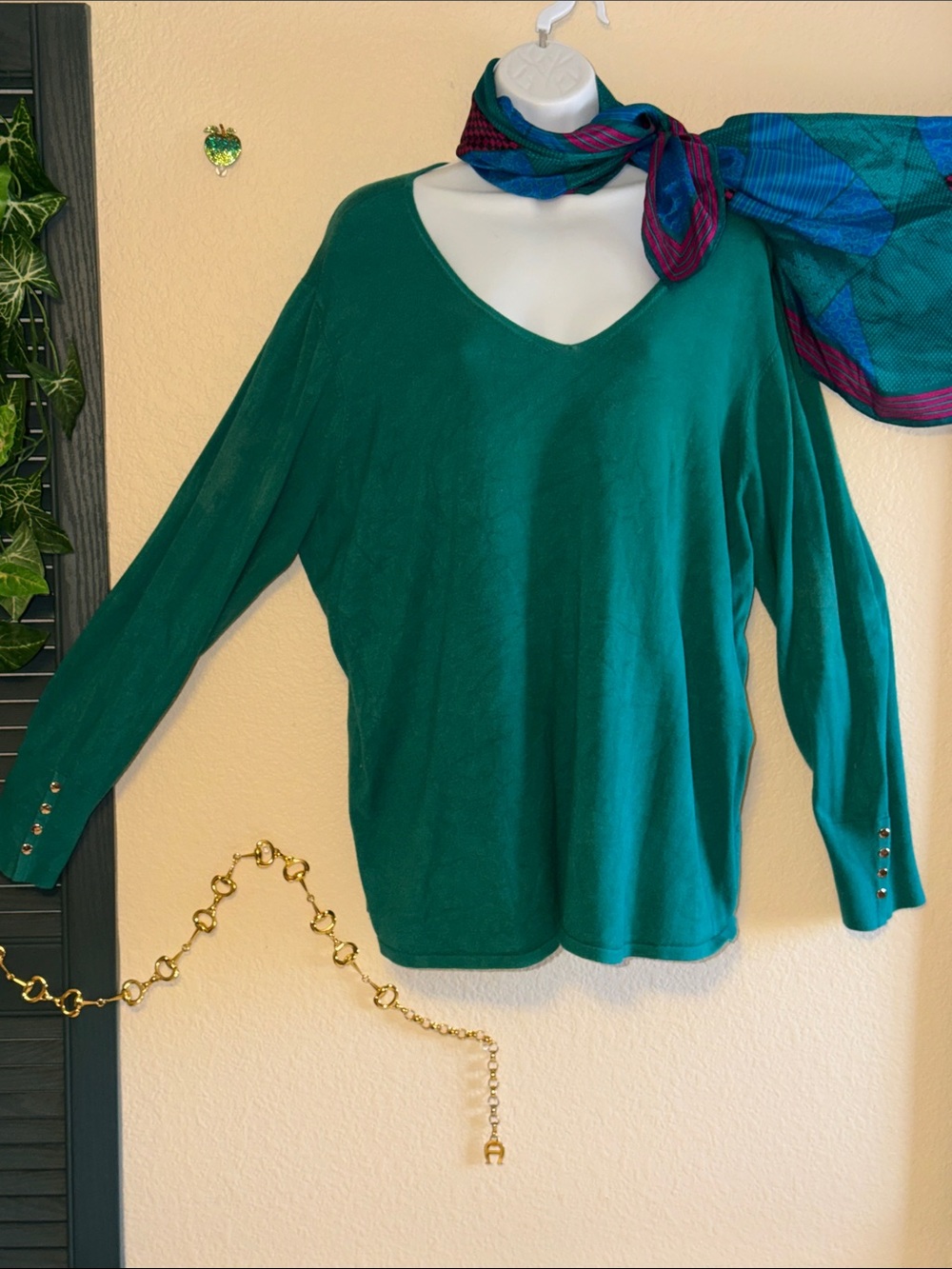 Chico's Emerald Green V-Neck Sweater 4 20 2X Plus Size Like New Women’s XXL